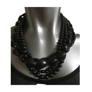 20 Inch Icing, by Claire's Chunky Black Beaded Four Strand Necklace,